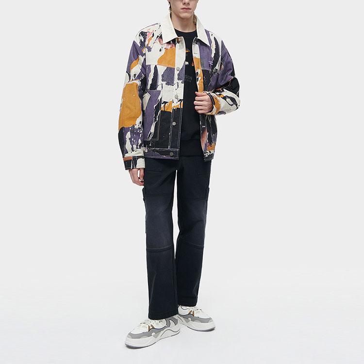 Fila Fusion Full Print Single-Breasted Collar Long Sleeve Jacket Men Jacket Milan-Purple T11M413901F-PU