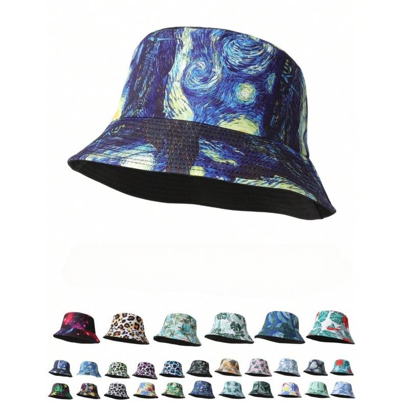 Van Gogh Style Small Bucket Hat with Oil Painting Maple Leaf Design, New Spring/summer Sun Protection Hat for Men and Women