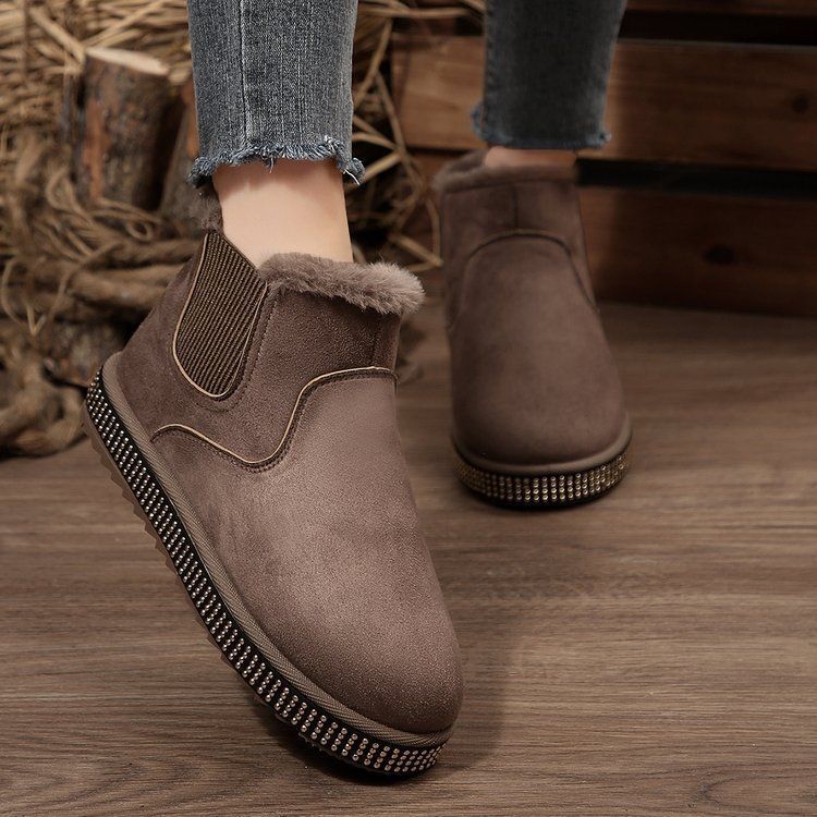 Fashion warm snow boots women's 2025 autumn and winter new comfortable and versatile casual flat-bottomed short boots children wear outside