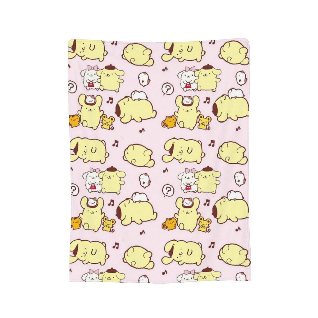 Cartoon Pom Pom Purin Plüschdecke Lustige Überwurfdecke für Zuhause Hotel Sofa 150*125cm Steppdecke,