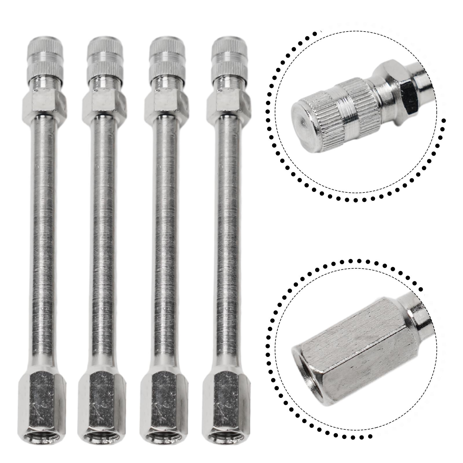 

4pcs 100mm Tyre Wheel Valve Extension Extender Cap Metal Stem for Auto Car Truck