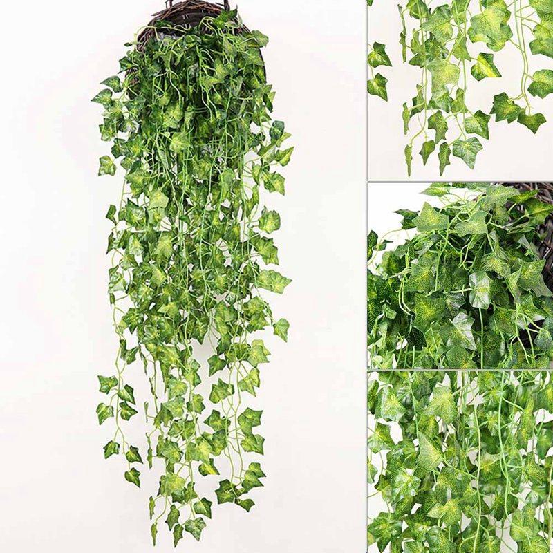 90cm Artificial Green Plant Wall Hanging Ivy Leaf Pothos Begonia Grape Vine Home Garden Wall Party Wedding Decoration