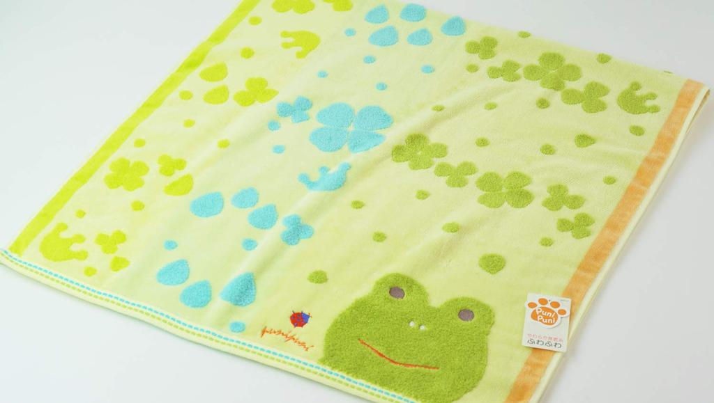 Uchino Bath Green 60 x 120 Mochi 9018B704 G Towel, Frog, Approx. cm, Puni,