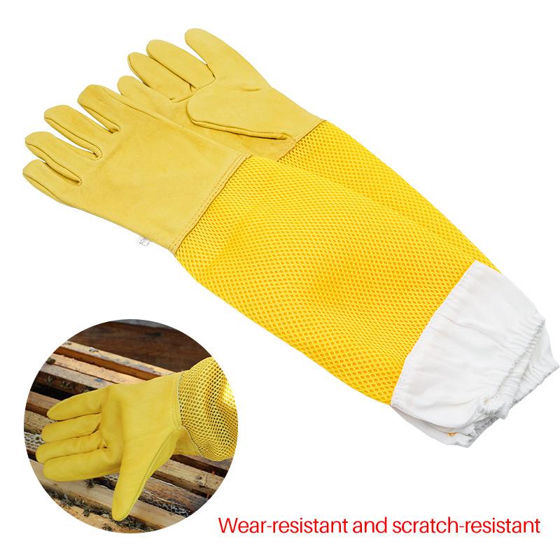 A Pair Of Protective Beekeeping Gloves Net Goatskin Bee Keeping Vented Long Protective Sleeves Beekeeping Equipment And Tools