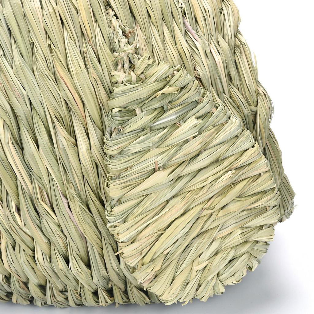 Grass House for Rabbit Natural Hand Weaving Grass Play Grass Bed Foldable Woving Hideaway Huts Toy for Rabbit Hamsters