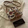 Women's Bucket Bag with Bright Flower Pattern and Adjustable Drawstring Messenger Bag, Suitable for Beach Tourism Parties