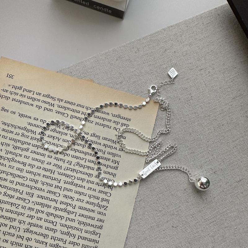 S925 Sterling Silver Niche Design Ball Necklace Ab Chain Body Fashionable Personality Design Collarbone Chain 925 silver