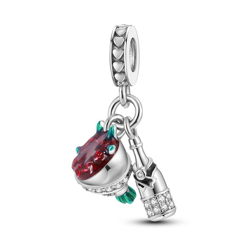 Thanksgiving Day Charms Beads Copper Love Family Flower Charm Dangle Accessories Bracelets Necklace Jewelry Marking