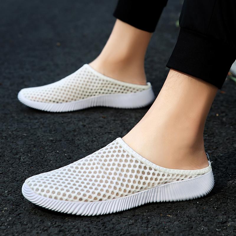 Mesh Half-slippers Breathable Men's Flats Women Walking Shoes Soft Slip-ons Casual Flat Shoes Lightweight Leisure Shoes