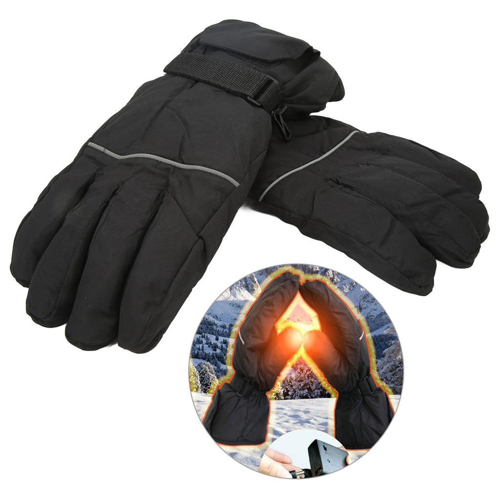 Electric Heated Gloves Polyester Waterproof Battery Powered Winter Heated Gloves for Skiing