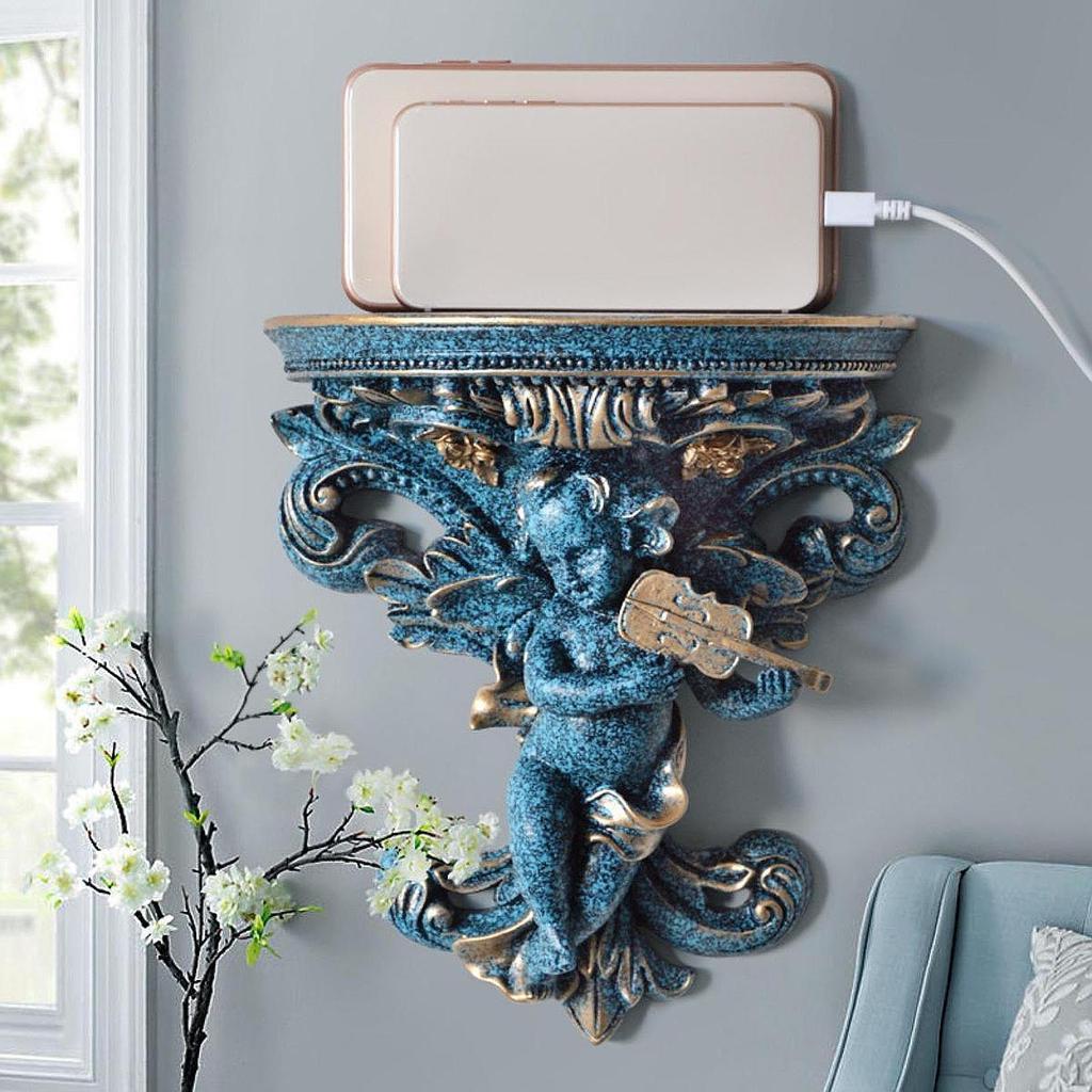 Angel Wall Sculpture Floating Shelf Organizer for Planters And