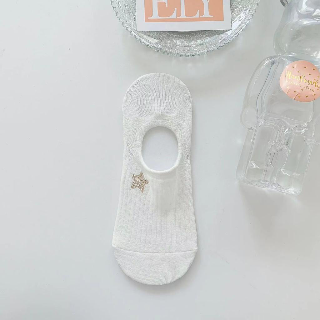 1 Pairs Women's Summer Animal and Plant Cute Embroidery Invisible Socks Silicone Non-slip Socks