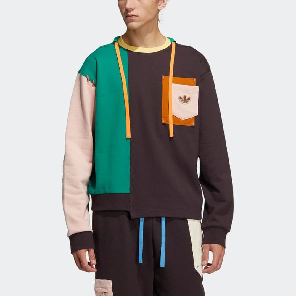 adidas Originals Melting Sadness Puppet Series Colorblock Asymmetrical Hem Loose Sweatshirt Unisex Tops HC0349