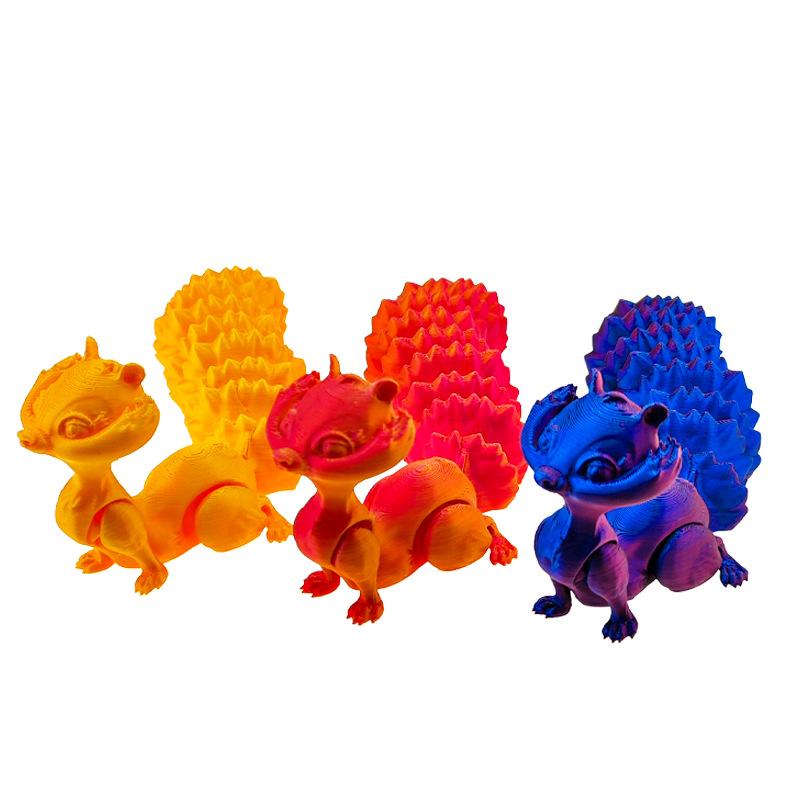 1Pcs 19Cm 3D Printed Long Tailed Squirrel Joint Movable Toy Ornament Creative Figurine Car Desktop Decorations Crafts Ornament