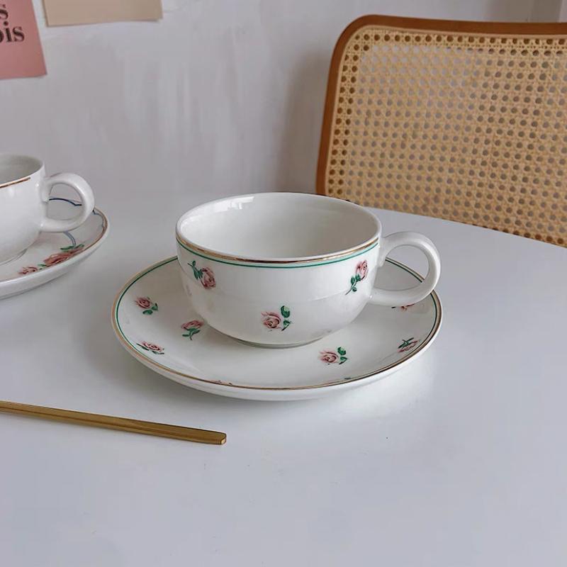 Ins Květinový hrnek Hrnek na kávu Sada nádobí Dvoudílná sada Šálek na kávu Keramický hrnek na vodu Hrnek na mléko Šálek na odpolední čaj