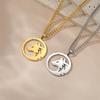 My Shape Punk Wolf Stainless Steel Necklace for Women Men Hollow Animal Wolf On The Hill Pendant Chain Choker Fashion Jewelry