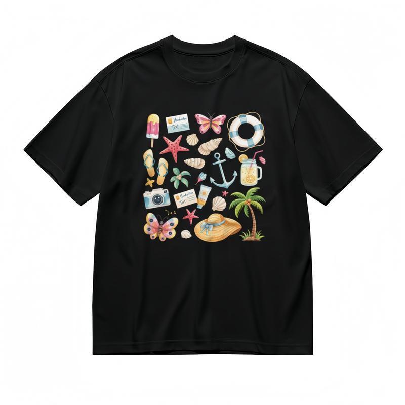 

Men s Fashion Classic T-Shirt Summer Elements Mix Anchor Popsicle Graphic Tee M