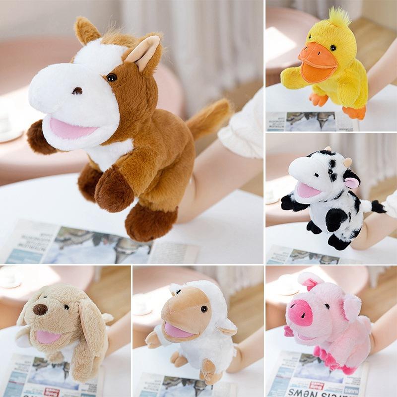Cute Animal Puppy Cow Puppet Plush Toy Lamb Duck Ventriloquist Hand Puppet Parent-Child Game Props