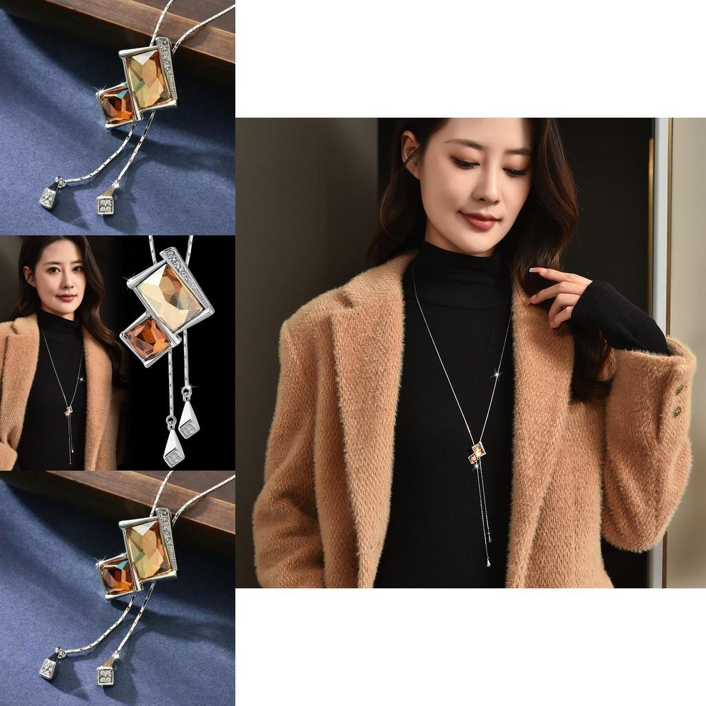 Stunning Korean Style Long Geometric Pendant Necklace Feminine Fashion Accessory