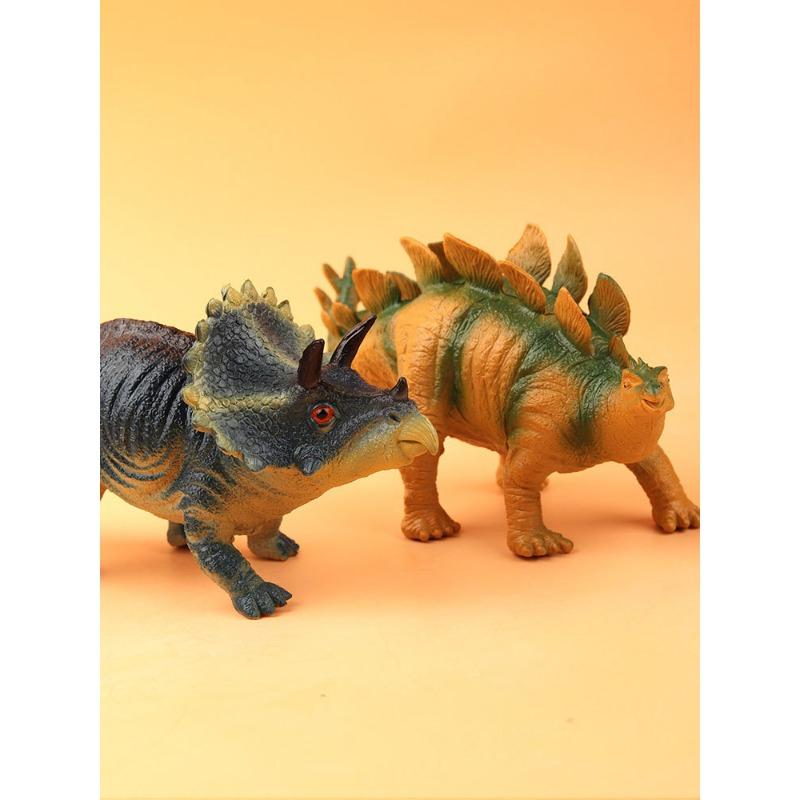 Large Simulated Soft Rubber Dinosaur Toy with Sound Tyrannosaurus Rex Triceratops Animal Model for Boys and Children