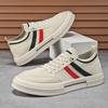Spring Summer New Shoes for Men Knit Casual Shoes Striped Flat Skateboard Youth Slip-on Sneaker