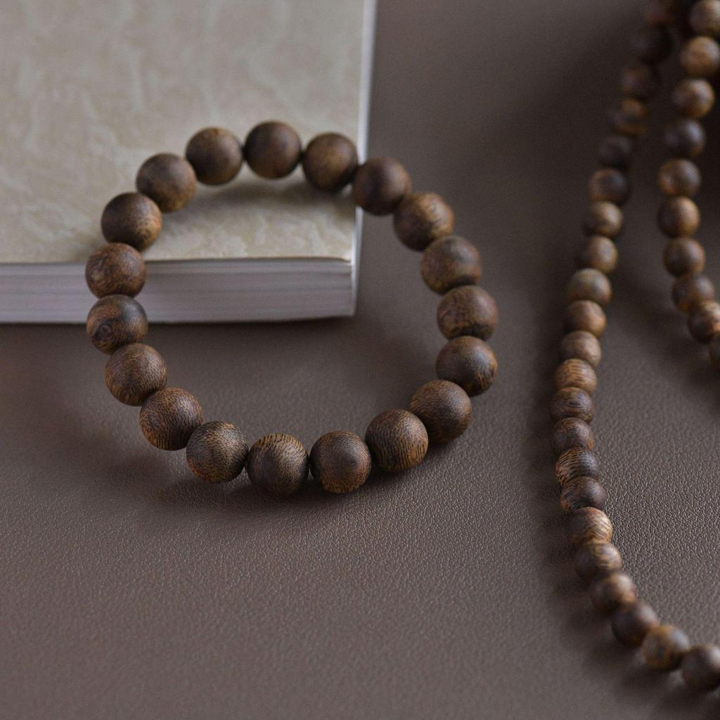Hainan Yingge Green Qinan Agarwood Men's Bracelet - 108 Beads, Old Material, Plain Wengwan Buddhist Prayer Beads
