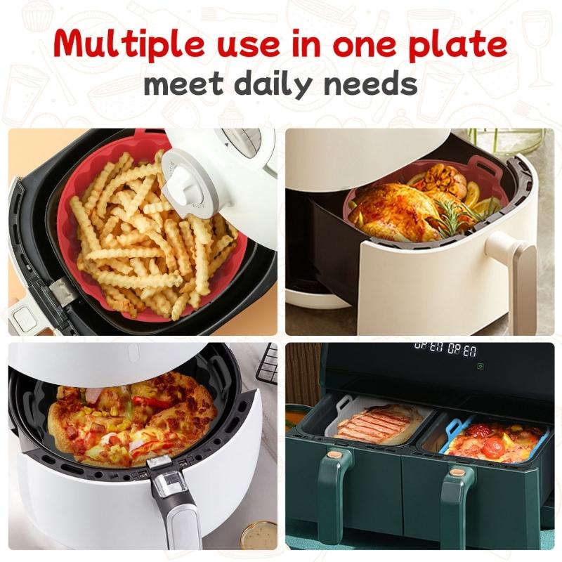Rectangular/Round Air Fryer Pad NonStick Silicone Mat Reusable Air Fryer Accessories Silicone Material for Air Fryer