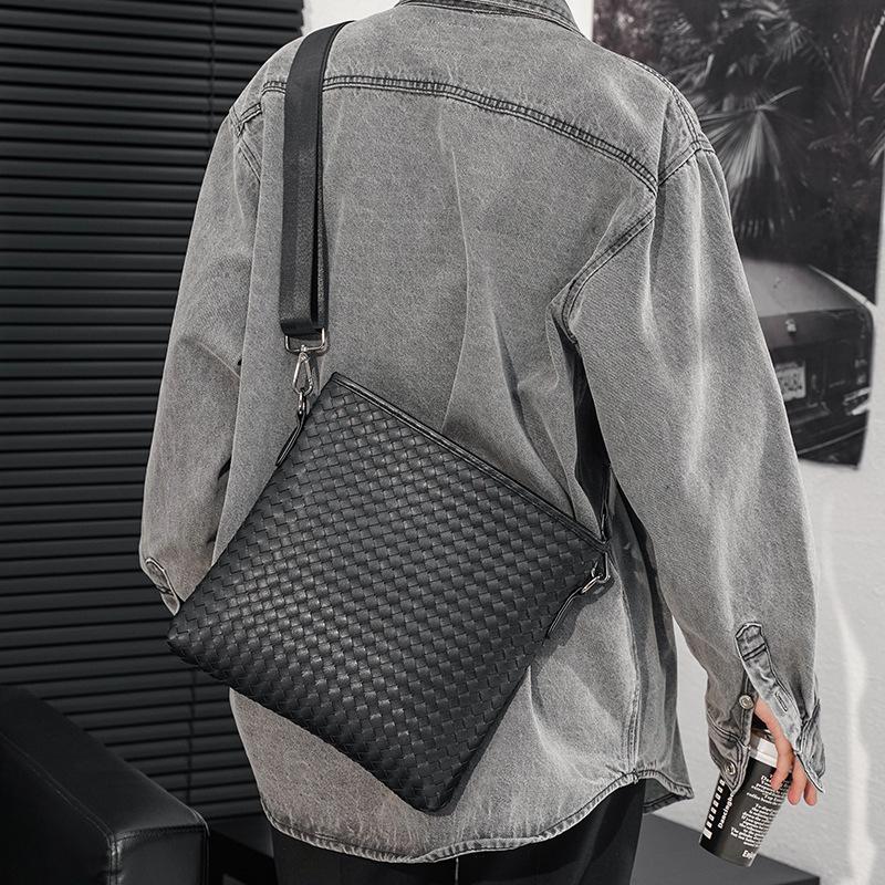 Version Coréenne de Sac à Bandoulière pour Homme, Sac Décontracté Tissé à la Main pour Homme, Sac Messager Tendance, Sac à Dos d'Extérieur