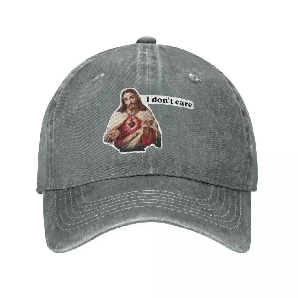Jesus I Don't Care Meme Accessories Unisex Baseball Caps Funny Hats Vintage All Seasons Travel Soft Sun