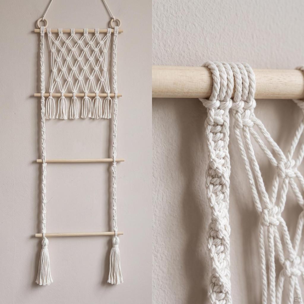 Macrame Wall Hanging with Pockets Boho Macramé Organizer Natural for Children