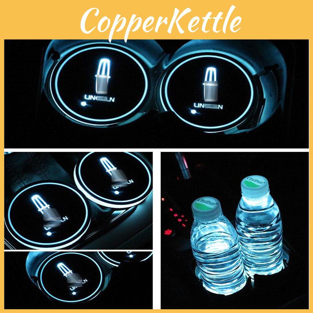 Colorful 2pcs Led Car Cup Holder Pad Mat For Auto Lights Atmosphere
