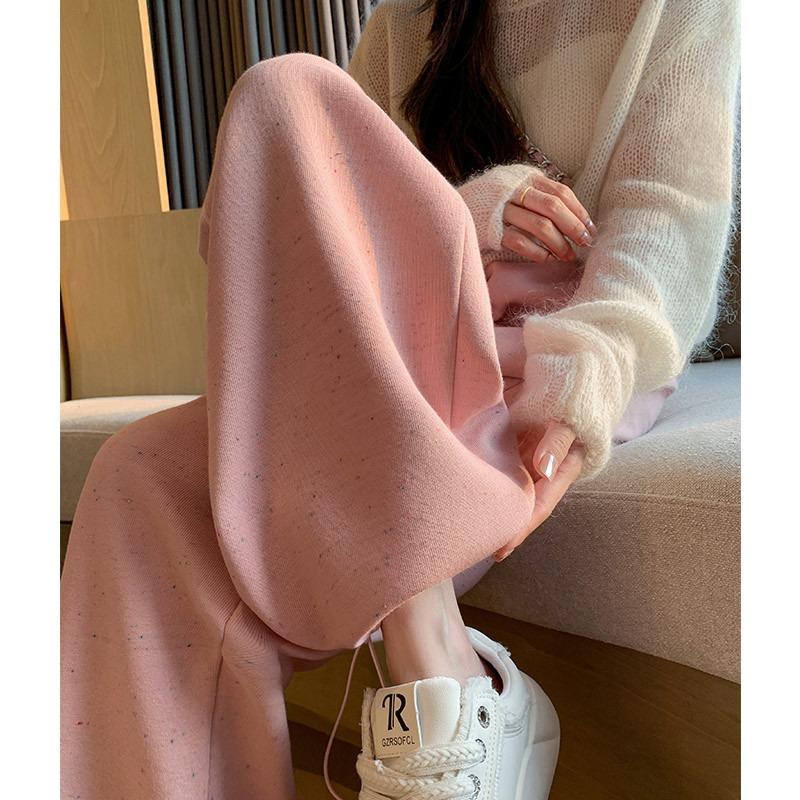 Rainbow Diandian Sweatpants Women's Autumn and Winter New High-waisted Casual Straight-leg Wide-leg Pants Two-wear Sweatpants