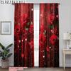2pcs   Minimalist Curtains 2D plane printing Red Rose & Heart Durable Polyester (without rod) Decorations Inside Use for Bedroom