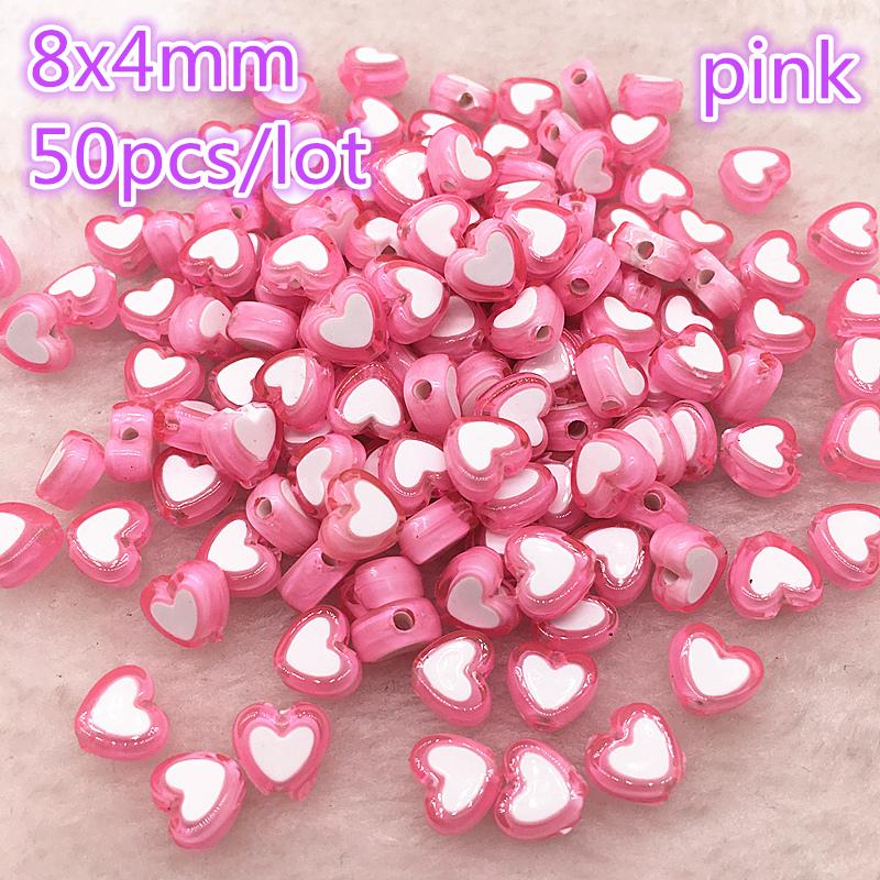 50pcs 8x4mm Love Acrylic Bead Loose Spacer Beads For Jewelry Making DIY Bracelet Accessories
