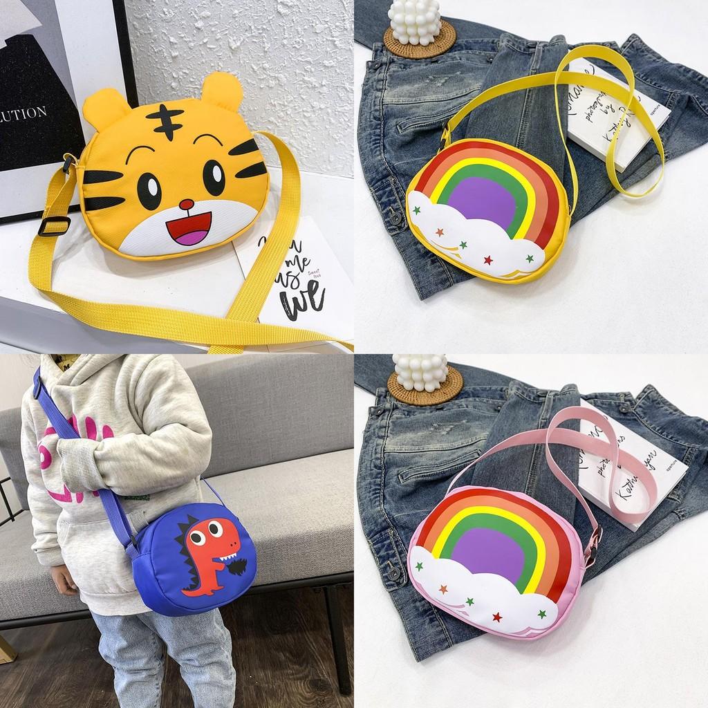 Rainbow Tiger Dinosaur Cartoon Pattern Children Shoulder Bag Girl Bag Crossbody