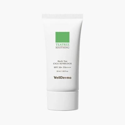 WellDerma Teatree Soothing Herb Tox Cica Sunblock (SPF 50+ PA++++) 50ml