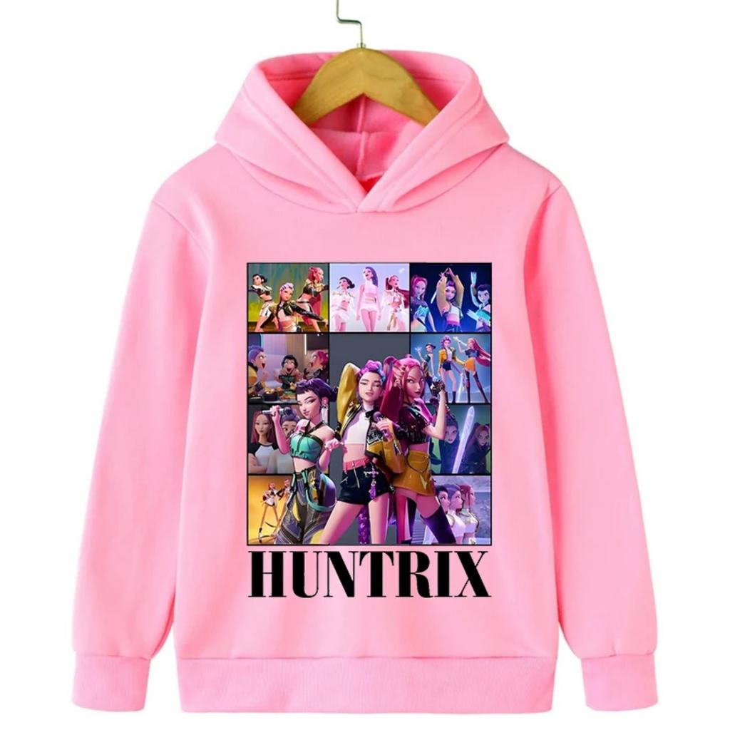 Höst KPop Demon Hunter Huntrix Tryck Barn Sweatshirt Casual Mode Flickmode Street Pullover Toppar Barnkläder