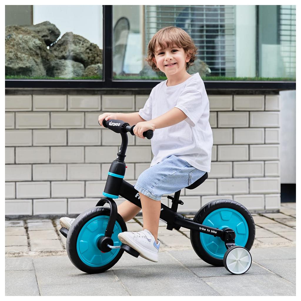 UBRAVOO Kids' Bike, 4-in-1, with Training Wheels, Pedals, One-Touch Assembly, and Adjustable Saddle. A Great Birthday Gift for Kids.