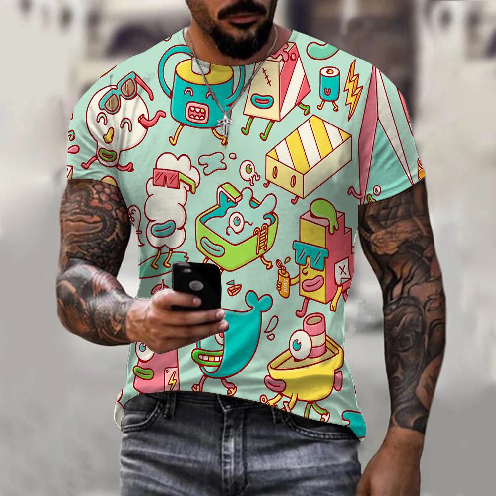 Christmas and summer men's 3D fashionable round neck slim fit T-shirt
