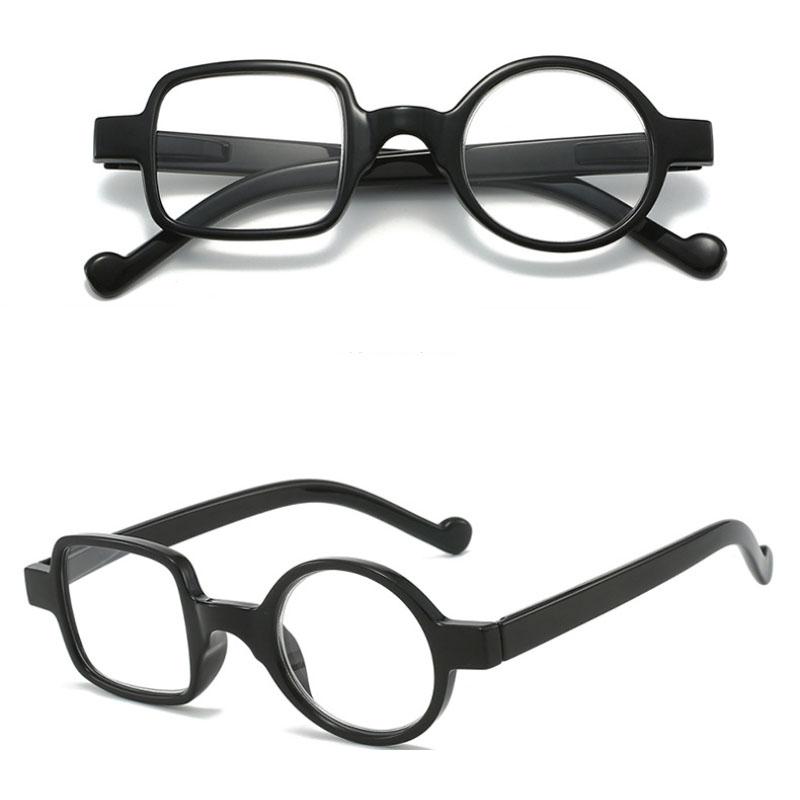 Vintage Asymmetric Anti Blue Light Prescription Reading Glasses Woman Eyeglasses with One Square and One Round Frame