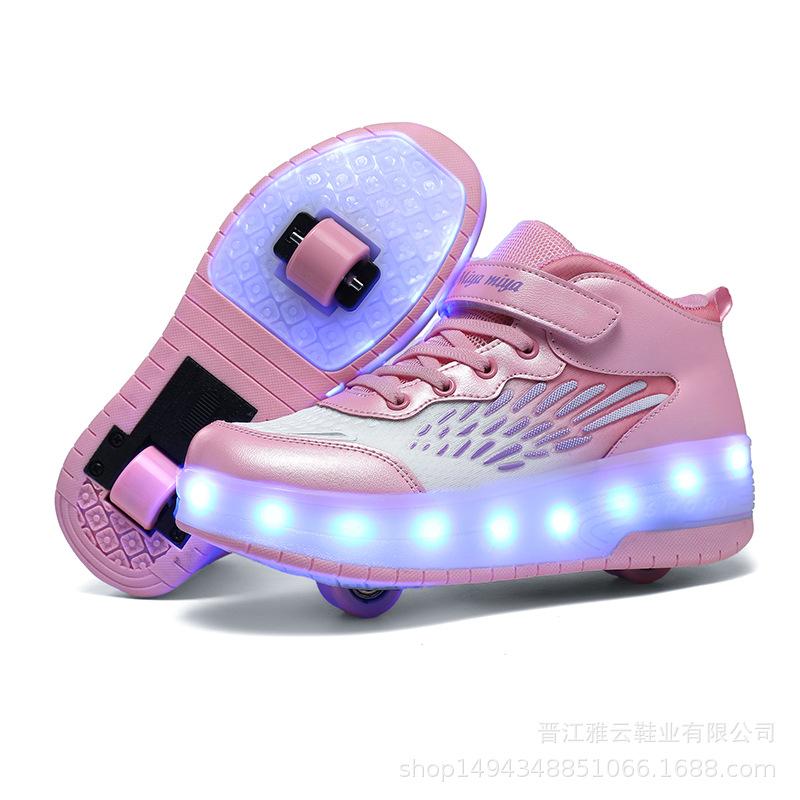 Children's Runaway Shoes Invisible Double Wheels Removable Teenagers Charging with Lights Colorful Luminous Roller Skates