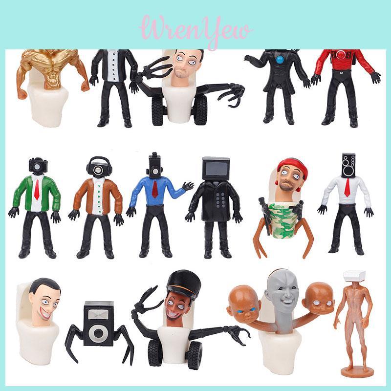 Set di Figure in PVC Skibidi Toilet Man 16 Pezzi Altezza 6-10cm