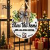 Rustic Farmhouse Door Hanger Welcome Sign for Front Porch, Round Wooden Hanging Handcrafted Plaque, Hanger, Thoughtful Gifts Neighbors Wreath