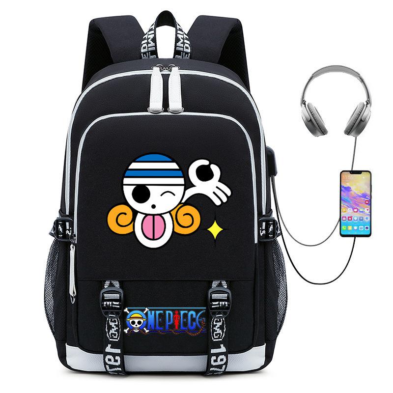 Riman ONE PIECE One Piece Peripheral Backpack, Youth Large-capacity Schoolbag USB Computer Bag