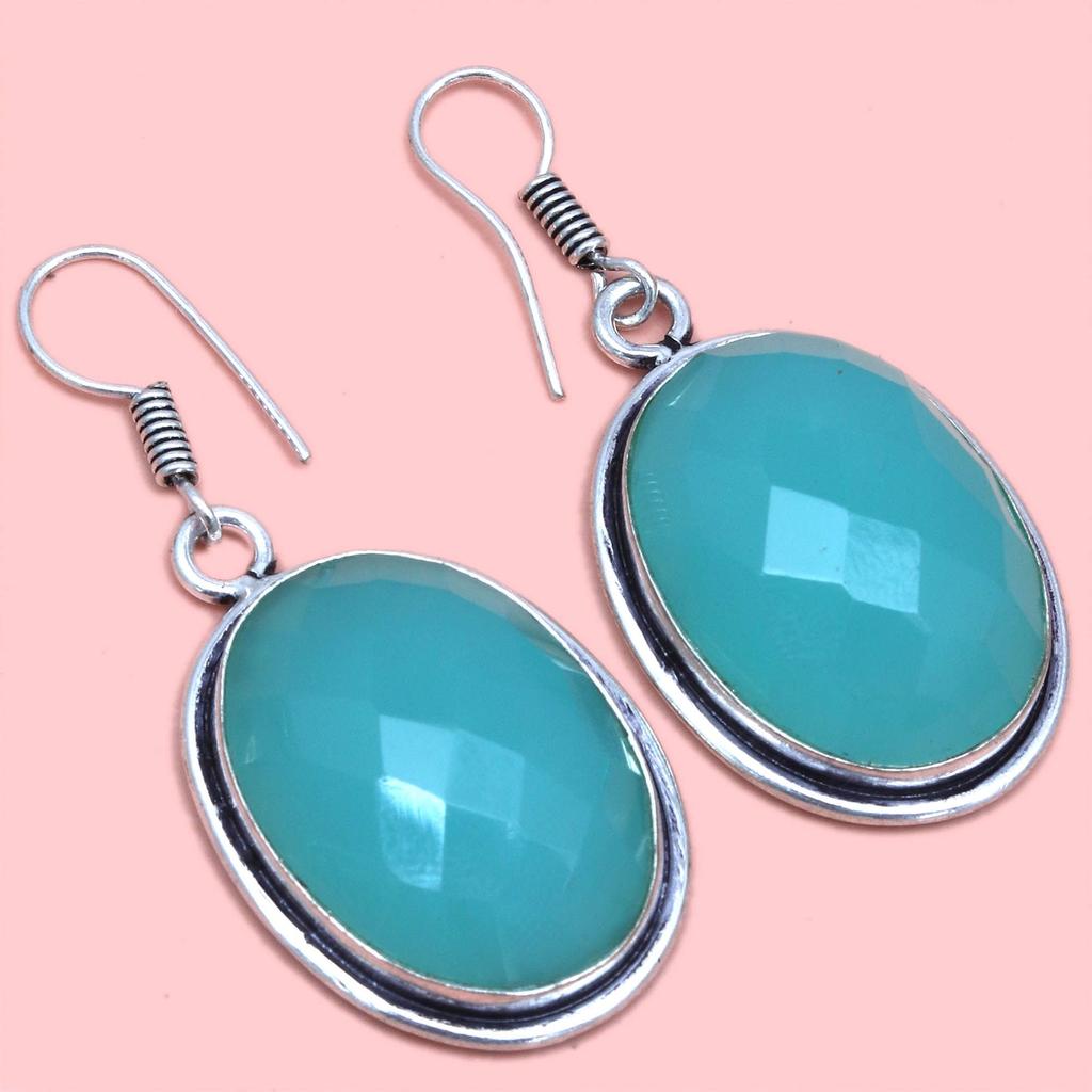 Necklace Chalcedony Natural  Beads Blue 20" Cts Round Sterling