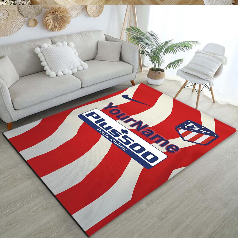 Atletico Madrid Customize Text Carpet Perfect for Outdoor Hallway Game Room Dormitory Anti-slip Rug Decorate Offices