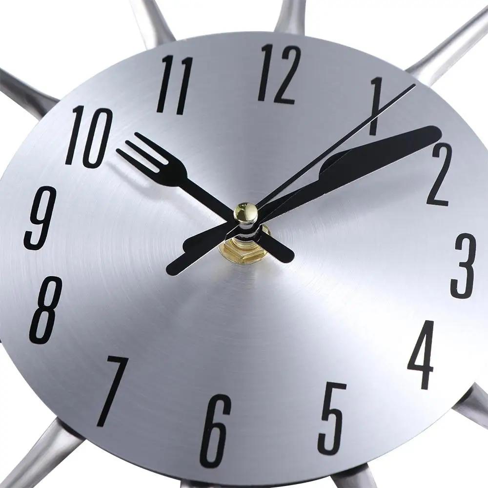 3D Spoon Fork Wall Clock Removable Modern Metal Clock Electronic Multifunctional Decorative Horloge Restaurant