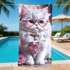 Sandproof Beach Towel Waterproof Microfiber 1Pc 2D Flat Printed Aesthetic Cat Animal Holiday Sunbath Lounger Blanket Seaside