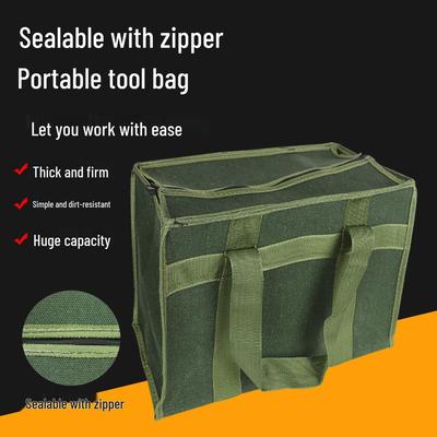 Durable Canvas Tool Bag with Zipper for Auto Repair & Electricians