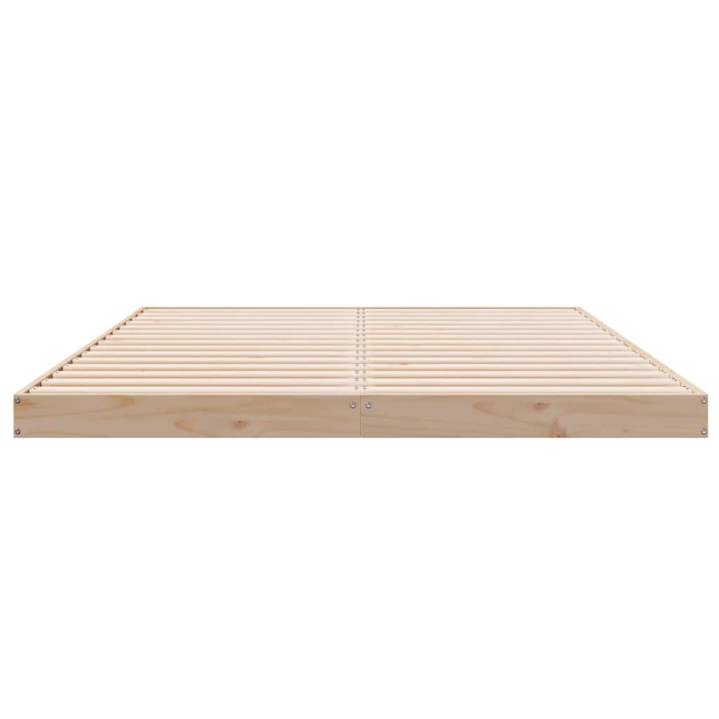 Floor Bed Frame Natural 140 X 220 Cm Solid Pine Wood